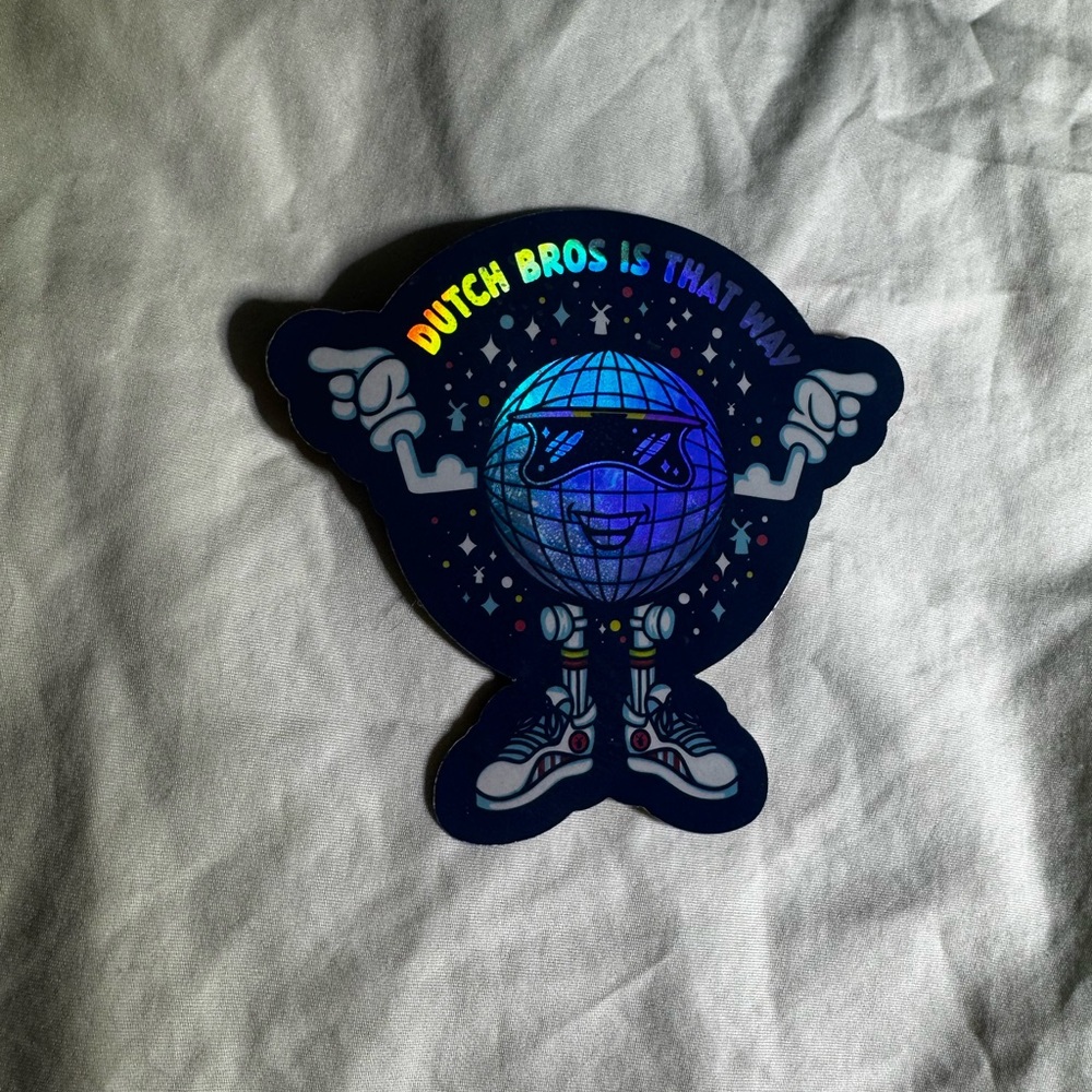 Dutch Bros Disco Ball Holographic Sticker